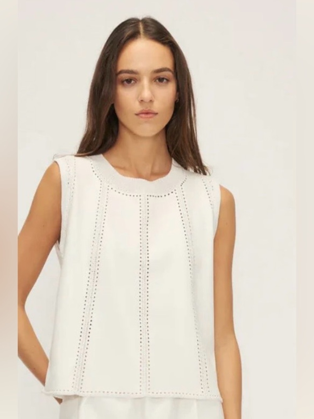 Melissa Nepton Byron Faux Leather Crochet Tank Top S